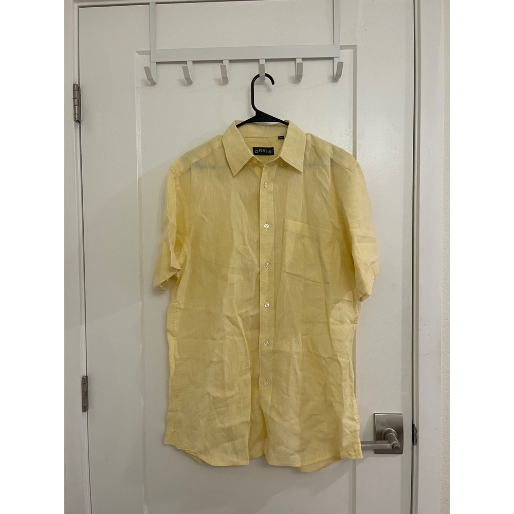 Orvis Linen Men's Short Sleeve Button Up Luxury Summer Breathable